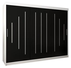 Szafa przesuwna garderoba York 250 wys. 200 cm biaÅy + czarny
