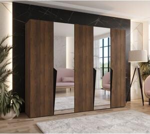 Szafa uchylna otwierana Piano 2 250 wys. 202 cm orzech warmia + u. czarny