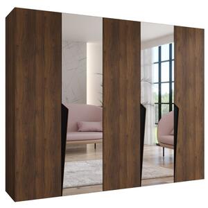 Szafa uchylna otwierana Piano 2 250 wys. 202 cm orzech warmia + u. czarny