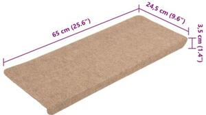 Samoprzylepne nakÅadki na schody, 15szt., 65x24,5x3,5cm, beÅ¼owe
