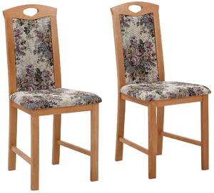 Bukowe krzesła z kwiecistą tapicerką, rustykalne - 2 sztuki