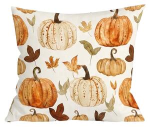 Flanelowa poszewka na poduszkę LEAVES & PUMPKINS 45x45 cm, kolorowa