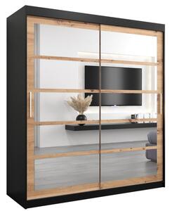 Szafa przesuwna garderoba Roma 2 180 wys. 200 cm czarny + artisan