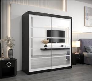 Szafa przesuwna garderoba Roma 2 180 wys. 200 cm czarny + czarny
