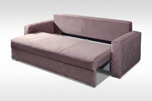 EMWOmeble Sofa z funkcją spania LUCY BIS różowy/srebrne nogi