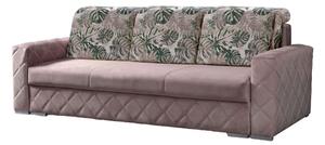 EMWOmeble Sofa z funkcją spania LUCY BIS różowy/srebrne nogi