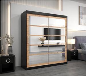 Szafa przesuwna garderoba Roma 2 180 wys. 200 cm czarny + artisan