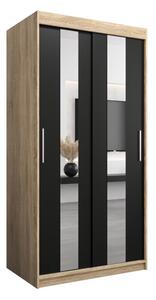 Szafa przesuwna garderoba Pole 100 wys. 200 cm sonoma + czarny