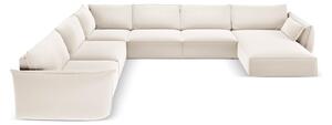 Beżowy aksamitny narożnik (lewostronny/w kształcie litery U) Vanda – Mazzini Sofas