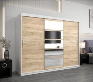 Szafa przesuwna garderoba Roma 1 250 wys. 200 cm biaÅy + sonoma