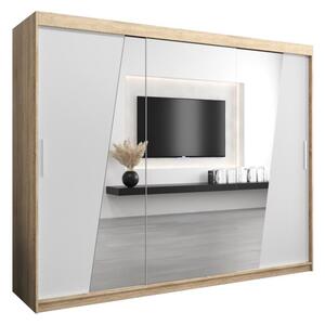 Szafa przesuwna garderoba Rhomb 250 wys. 200 cm sonoma + biaÅy