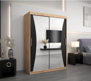 Szafa przesuwna garderoba Monaco 150 wys. 200 cm artisan + czarny