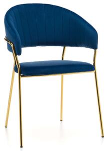 MebleMWM Krzesło tapicerowane ZL-1482 | Welur | Niebieski | Outlet