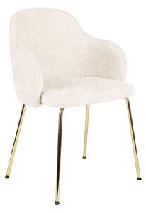 Krzesło Aura glamour do jadalni w tkaninie boucle, złote nogi