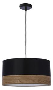 Lampa wisząca Porto z abażurem czarna, boho, fornir