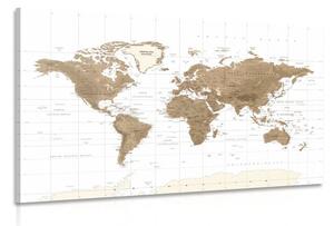 Obraz piękna mapa świata vintage z białym tłem
