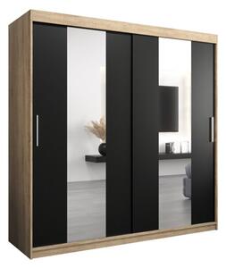 Szafa przesuwna garderoba Pole 200 wys. 200 cm sonoma + czarny