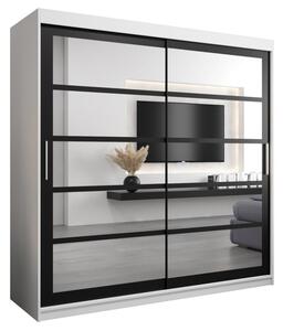 Szafa przesuwna garderoba Roma 2 200 wys. 200 cm biaÅy + czarny