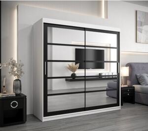 Szafa przesuwna garderoba Roma 2 200 wys. 200 cm biaÅy + czarny