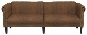 Sofa 3-os., brÄ zowa, sztuczna skÃ³ra zamszowa