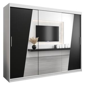 Szafa przesuwna garderoba Rhomb 250 wys. 200 cm biaÅy + czarny