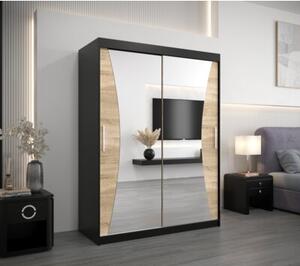 Szafa przesuwna garderoba Monaco 150 wys. 200 cm czarny + sonoma