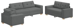 Sofa 3 szt. ciemnoszary tkanina lniana