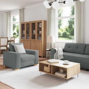 Sofa 3 szt. ciemnoszary tkanina lniana