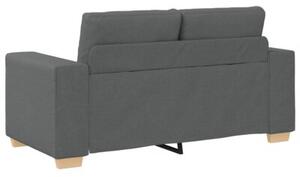 Sofa 3 szt. ciemnoszary tkanina lniana