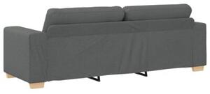 Sofa 3 szt. ciemnoszary tkanina lniana