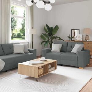 Sofa 3 szt. ciemnoszary tkanina lniana