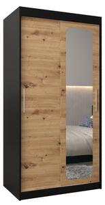 Szafa przesuwna garderoba Promo T2 100 wys. 200 cm czarny + artisan