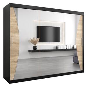 Szafa przesuwna garderoba Monaco 250 wys. 200 cm czarny + sonoma