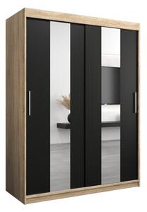 Szafa przesuwna garderoba Pole 150 wys. 200 cm sonoma + czarny