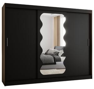 Szafa przesuwna z lustrem garderoba Spoti 250 wys. 200 cm czarny