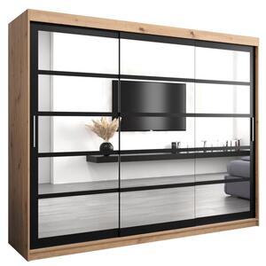 Szafa przesuwna garderoba Roma 2 250 wys. 200 cm artisan + czarny
