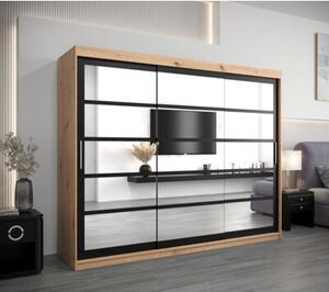 Szafa przesuwna garderoba Roma 2 250 wys. 200 cm artisan + czarny