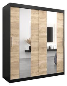 Szafa przesuwna garderoba Pole 180 wys. 200 cm czarny + sonoma