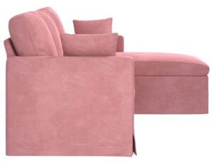 Nowoczesna sofa aksamitna rÃ³Å¼owa z metalowÄ ramÄ i ergonomicznym designem