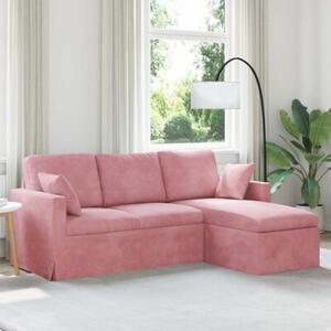 Nowoczesna sofa aksamitna rÃ³Å¼owa z metalowÄ ramÄ i ergonomicznym designem