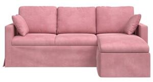 Nowoczesna sofa aksamitna rÃ³Å¼owa z metalowÄ ramÄ i ergonomicznym designem