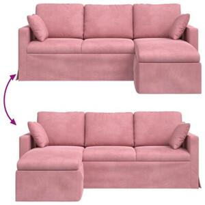 Nowoczesna sofa aksamitna rÃ³Å¼owa z metalowÄ ramÄ i ergonomicznym designem