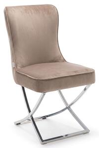 MebleMWM Krzesło Glamour Y-2009 ciemny beż welur #20 srebrne nogi | OUTLET