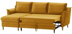 Sofa narożna uniwersalna AMOUR rozkładany - musztardowy