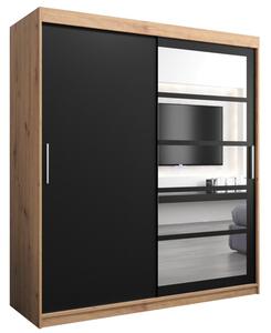 Szafa przesuwna garderoba Roma 1 180 wys. 200 cm artisan + czarny