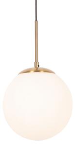 Lampa wisząca Art Deco złota z opalowym szkłem - Flore Oswietlenie wewnetrzne