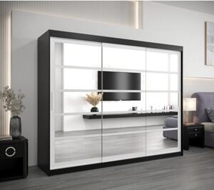 Szafa przesuwna garderoba Roma 2 250 wys. 200 cm czarny + czarny