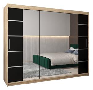 Szafa przesuwna garderoba Verona 4 250 wys. 200 cm sonoma + czarny