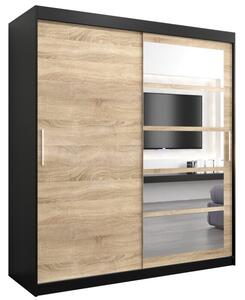 Szafa przesuwna garderoba Roma 1 180 wys. 200 cm czarny + sonoma