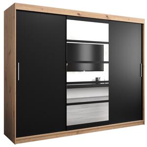 Szafa przesuwna garderoba Roma 1 250 wys. 200 cm artisan + czarny